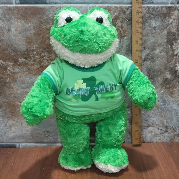 Build A Bear Workshop Green Frog Plush Beary Lucky Outfit Stuffed Animal - Picture 7 of 12